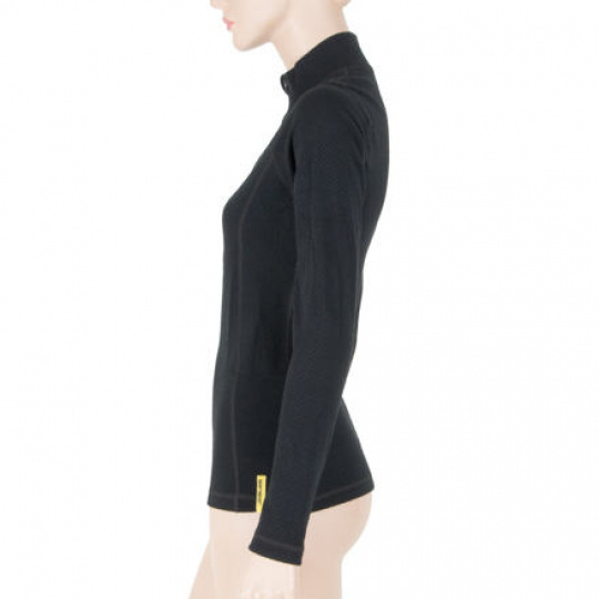 SENSOR MERINO DF women's shirt long.sleeve zipper black Size:
