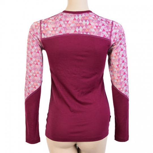 SENSOR MERINO IMPRESS women's shirt long.lilla/pattern sleeve Size: