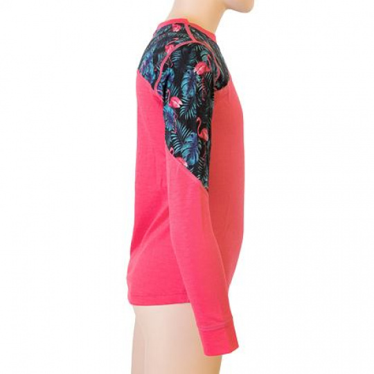SENSOR MERINO IMPRESS SET children's shirt long.sleeve + underpants magenta/floral Size:
