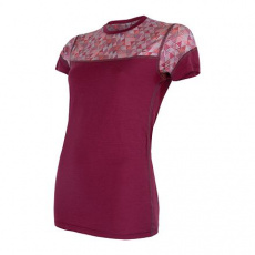 SENSOR MERINO IMPRESS women's T-shirt kr.lilla/pattern sleeve Size: