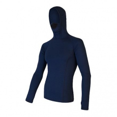SENSOR MERINO DF men's shirt long.sleeve with hood deep blue Size:
