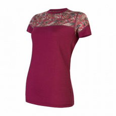 SENSOR MERINO IMPRESS women's T-shirt kr.lilla/feather sleeve Size: