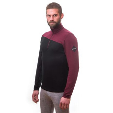 SENSOR MERINO EXTREME men's hoodie long.sleeve zipper black/port red Size: