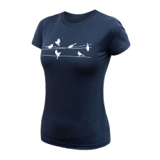 SENSOR MERINO ACTIVE SONGBIRDS women's T-shirt kr.sleeve deep blue Size: