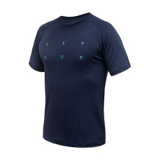 SENSOR MERINO BLEND TYPO men's shirt kr.sleeve deep blue Size: