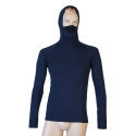 SENSOR MERINO DF men's shirt long.sleeve with hood deep blue Size: