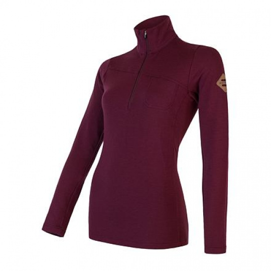 SENSOR MERINO EXTREME women's sweatshirt long.sleeve zip port red Size: