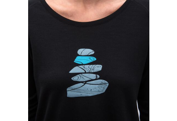 SENSOR MERINO BLEND STONE women's long sleeve shirtsleeve black size