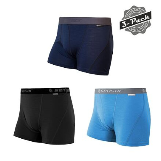 SENSOR MERINO ACTIVE 3-PACK men's shorts black/blue/deep blue Size: