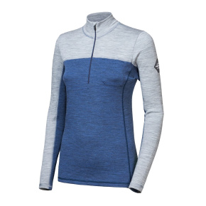 SENSOR MERINO BOLD women's long-sleeve shirtsleeve zip cool blue/cool gray size