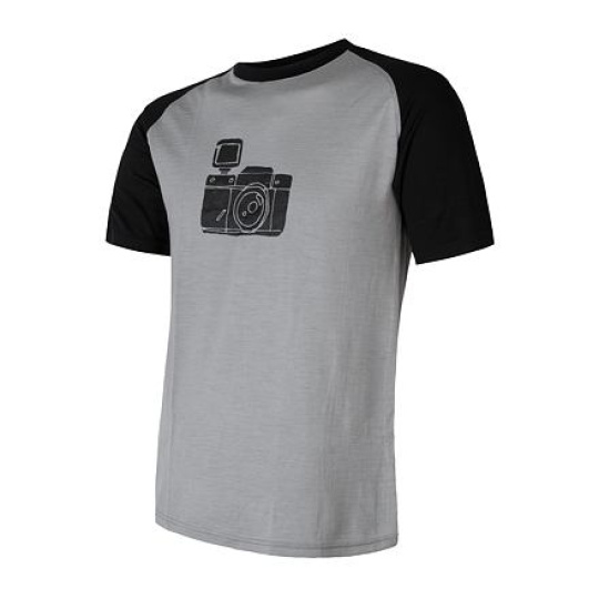 SENSOR MERINO ACTIVE PT CAMERA men's shirt kr.sleeve grey/black Size: