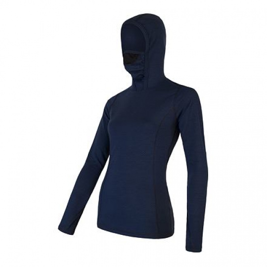 SENSOR MERINO DF women's shirt long.sleeve with hood deep blue Size: