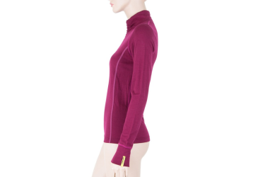 SENSOR MERINO ACTIVE women's T-shirt long.sleeve stand-up zipper lilla Size: