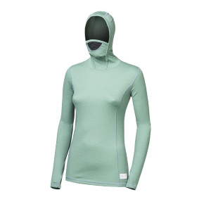 SENSOR MERINO DF women's long-sleeve shirtbasil green hooded sleeve size