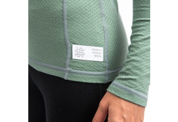 SENSOR MERINO DF women's long-sleeve shirtsleeve zip basil green size