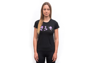 SENSOR MERINO AIR BLOOM women's T-shirt kr.sleeve black Size: