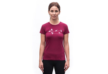 SENSOR MERINO ACTIVE SONGBIRDS women's short-sleeve shirtsleeve lilla size