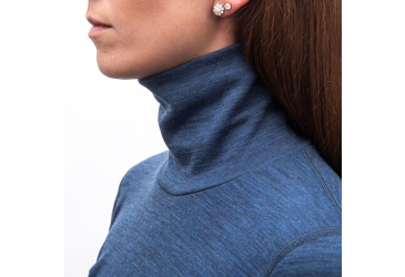 SENSOR MERINO BOLD women's roll neck long sleeve shirt.cool blue sleeve size