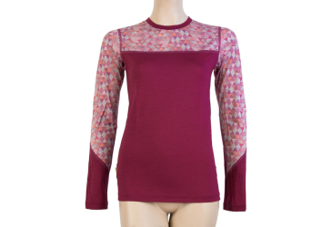 SENSOR MERINO IMPRESS women's shirt long.lilla/pattern sleeve Size:
