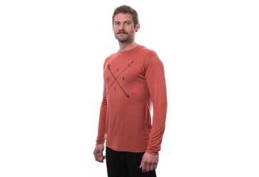 SENSOR MERINO ACTIVE SNSR men's long sleeve shirt.terracotta sleeve Size: