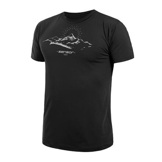 SENSOR COOLMAX TECH MOUNTAINS men's T-shirt kr.sleeve black Size: