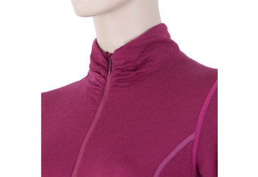 SENSOR MERINO ACTIVE women's T-shirt long.sleeve stand-up zipper lilla Size: