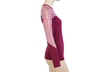 SENSOR MERINO IMPRESS women's shirt long.lilla/pattern sleeve Size: