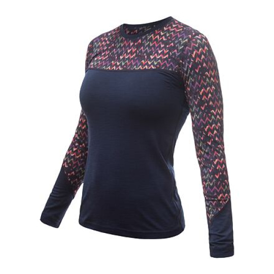 SENSOR MERINO IMPRESS women's shirt long.sleeve deep blue/origami Size: