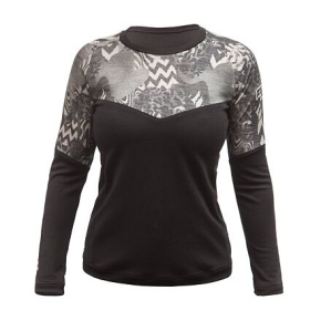 FT WOMEN'S ESCAPE MERINO LONG SLEEVE TEE BLACK/ZEBRA size