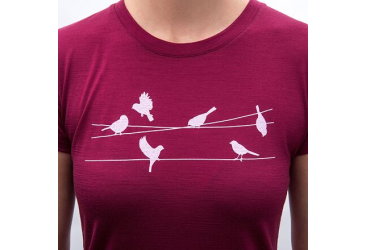 SENSOR MERINO ACTIVE SONGBIRDS women's short-sleeve shirtsleeve lilla size