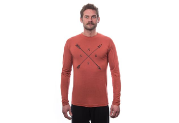 SENSOR MERINO ACTIVE SNSR men's long sleeve shirt.terracotta sleeve Size: