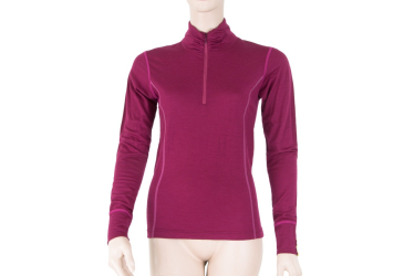 SENSOR MERINO ACTIVE women's T-shirt long.sleeve stand-up zipper lilla Size: