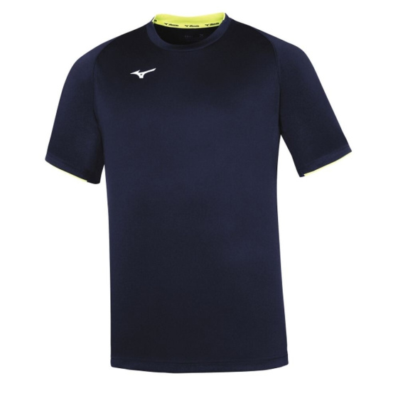 MIZUNO Core Short Sleeve Tee/Navy/Yellow Fluo