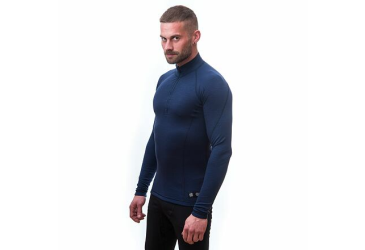 SENSOR MERINO DF men's shirt long.sleeve zipper deep blue Size: