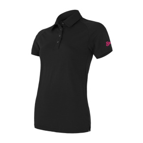 SENSOR MERINO ACTIVE POLO women's T-shirt kr.sleeve black Size: