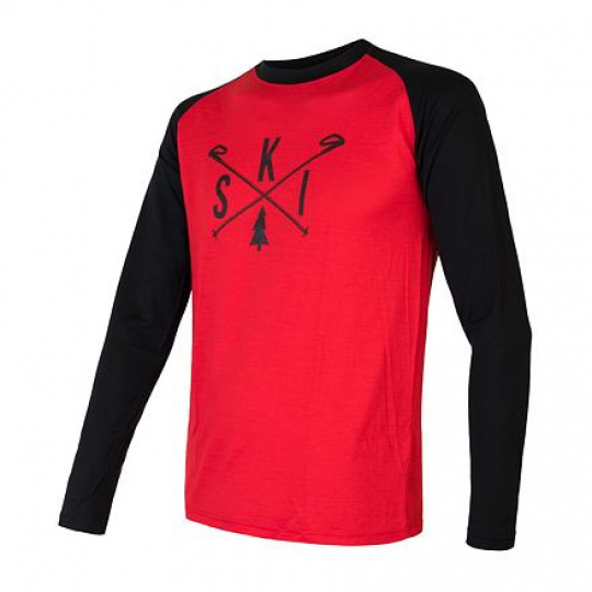 SENSOR MERINO ACTIVE PT SKI men's shirt long.sleeve red/black Size: