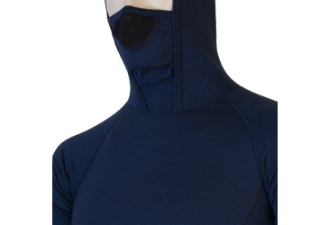SENSOR MERINO DF men's shirt long.sleeve with hood deep blue Size: