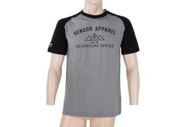 SENSOR MERINO ACTIVE PT ADVENTURE men's T-shirt kr.sleeve grey/black Size: