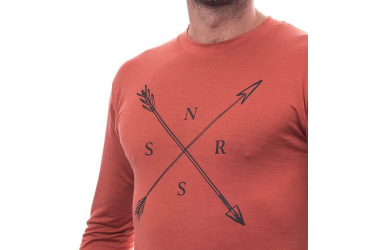 SENSOR MERINO ACTIVE SNSR men's long sleeve shirt.terracotta sleeve Size: