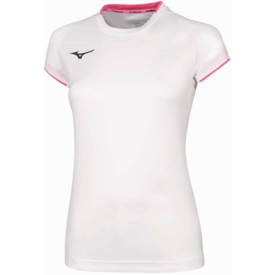 MIZUNO Core Short Sleeve Tee / White/Pink Fluo /