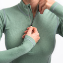 SENSOR MERINO DF women's long-sleeve shirtsleeve zip basil green size