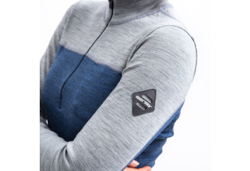 SENSOR MERINO BOLD women's long-sleeve shirtsleeve zip cool blue/cool gray size