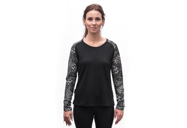SENSOR MERINO BLEND IMPRESS women's long-sleeve shirtsleeve black/zebra size