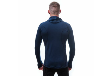 SENSOR MERINO DF men's shirt long.sleeve with hood deep blue Size: