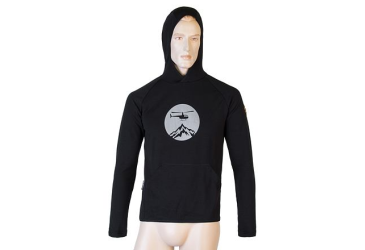 SENSOR MERINO UPPER HELI men's hoodie kangaroo black Size:
