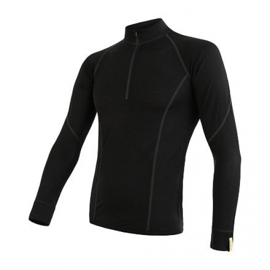 SENSOR MERINO ACTIVE men's shirt long.sleeve stand-up zipper black Size: