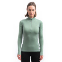 SENSOR MERINO DF women's long-sleeve shirtsleeve zip basil green size