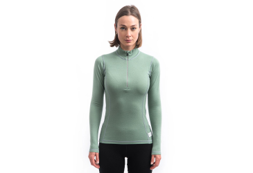 SENSOR MERINO DF women's long-sleeve shirtsleeve zip basil green size