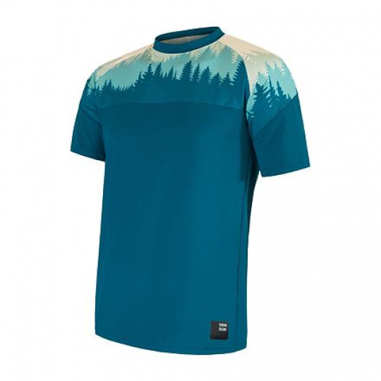 SENSOR COOLMAX IMPRESS men's shirt kr.sleeve sapphire/trees Size: