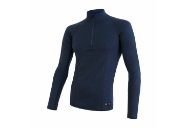SENSOR MERINO DF men's shirt long.sleeve zipper deep blue Size: